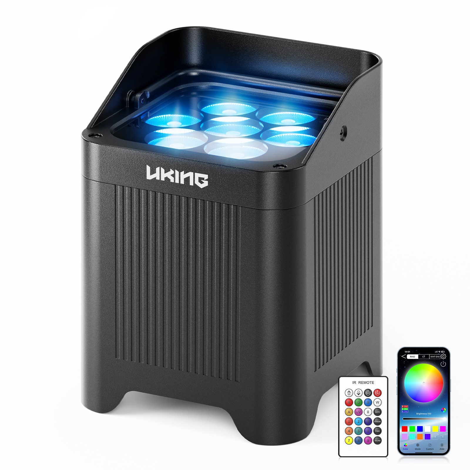 LED 7X20W RGBWA+UV Battery Powered WIRELESS DMX Par Can DJ APP Control Up Light