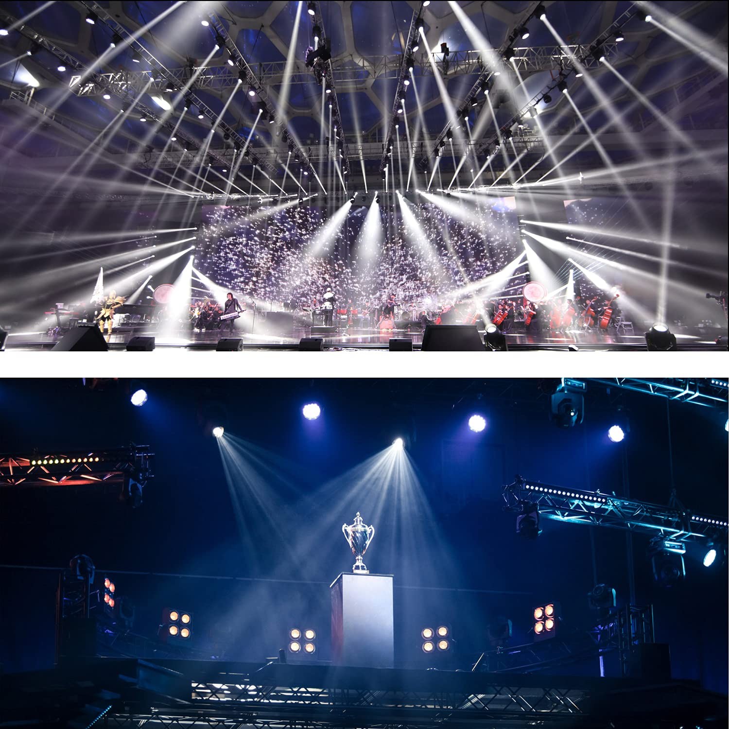 Stage Lights with Barn Doors, 100W COB LED Spotlights Warm White & Cold White Pa