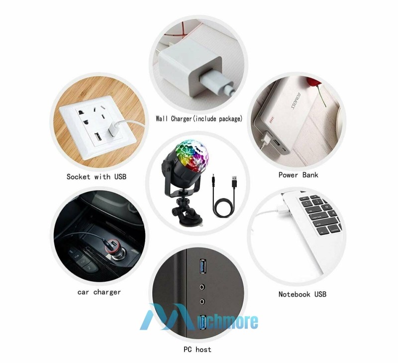 2xSound Activated LED Galaxy Starry Light Projector Party Remote Ball Night Lamp