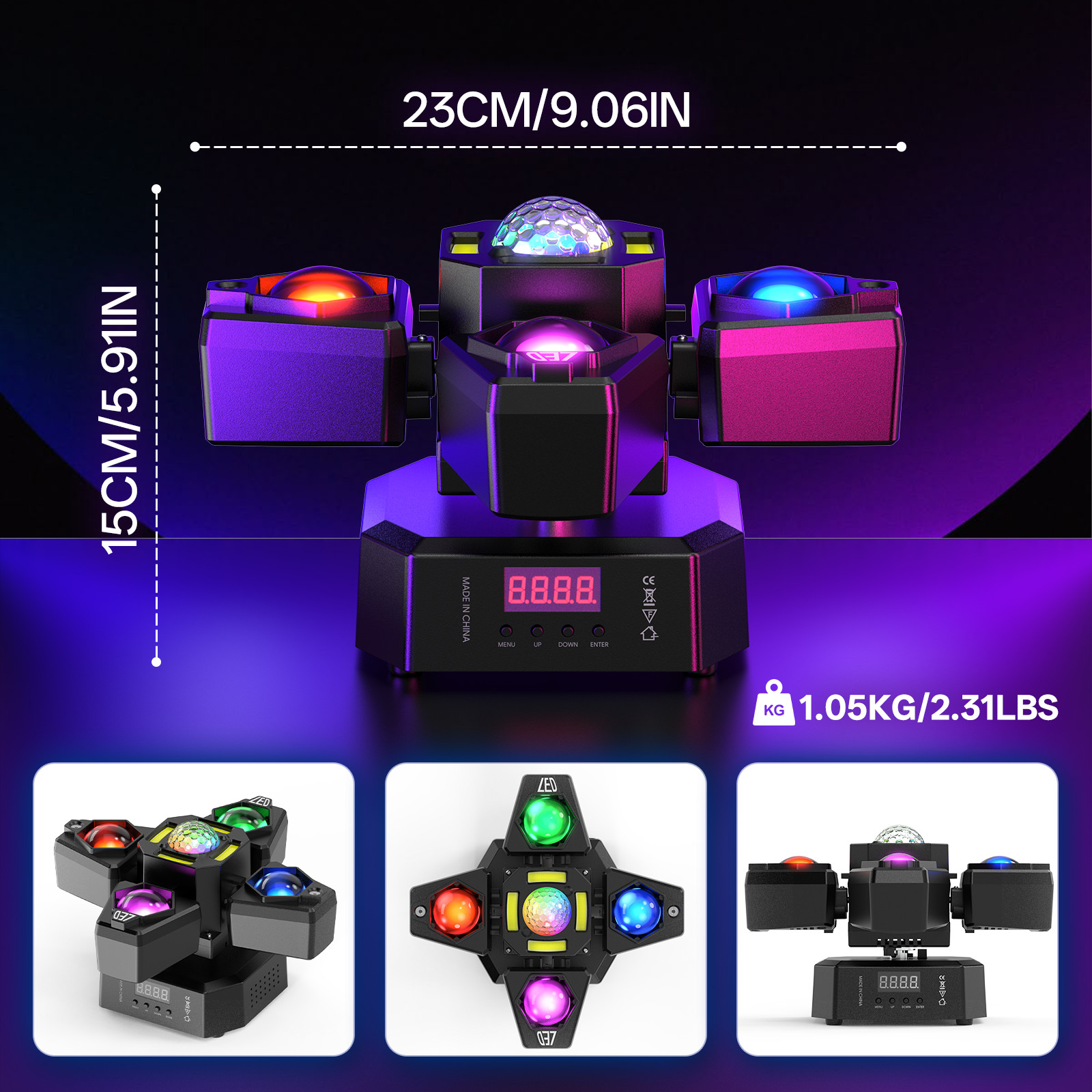 150W RGBW LED Laser Magic Ball Stage Light 4-Arm Beam Strobe DMX512 for DJ Party