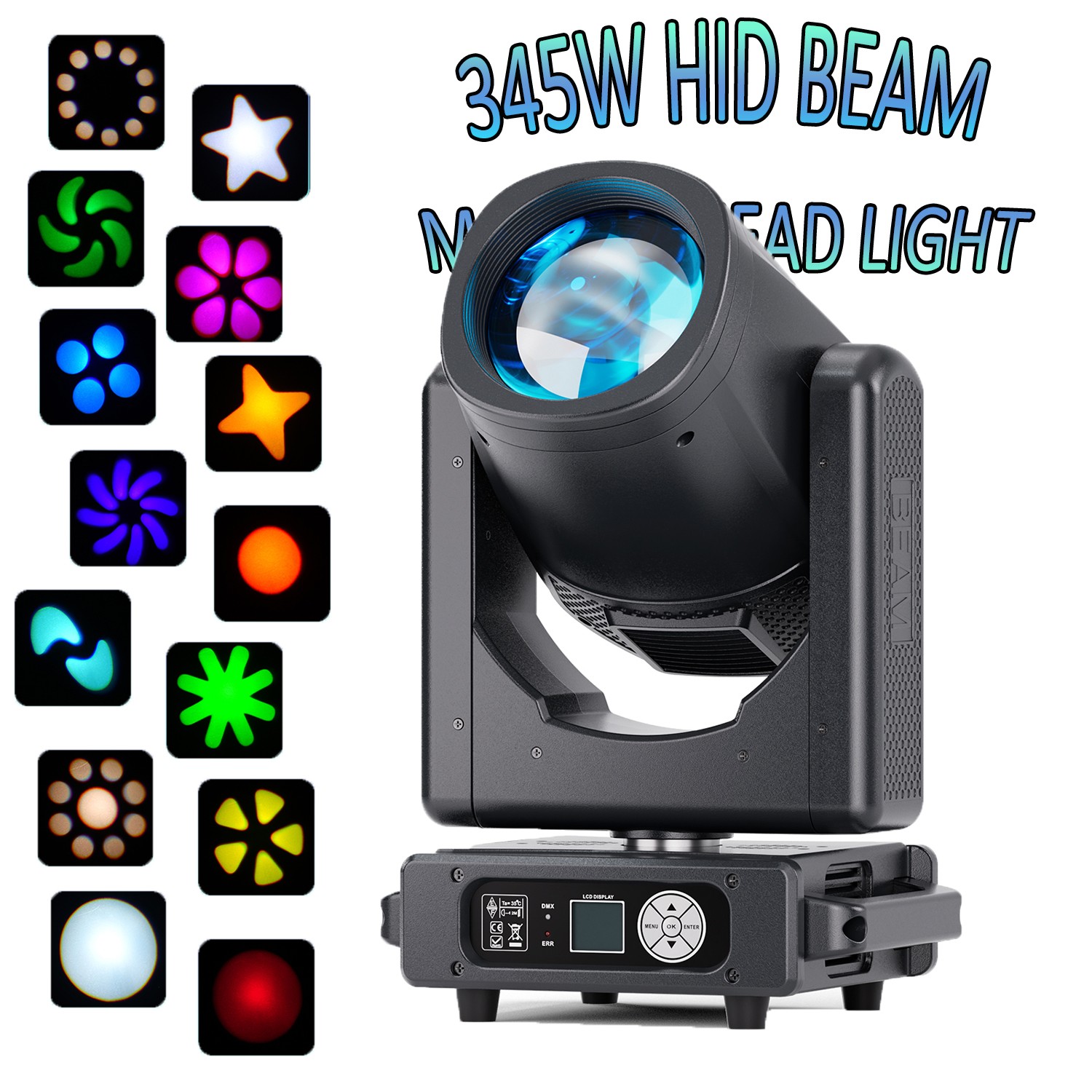324W HID Beam Stage Light 2° Narrow Beam 14 Colors 13 Gobos DMX512 DJ