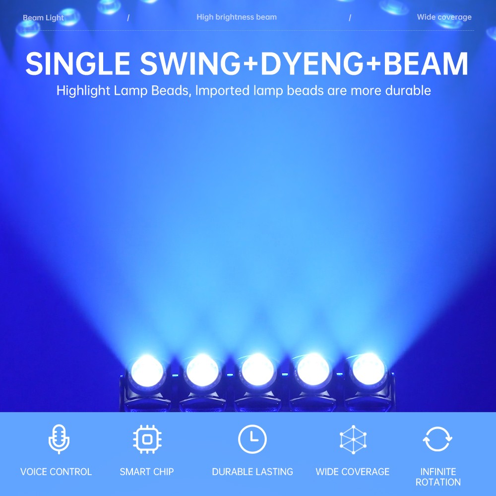 5x120W LED Moving Head Matrix Light DMX RGB 3in1 Zoom Beam Strobe Halo Ring