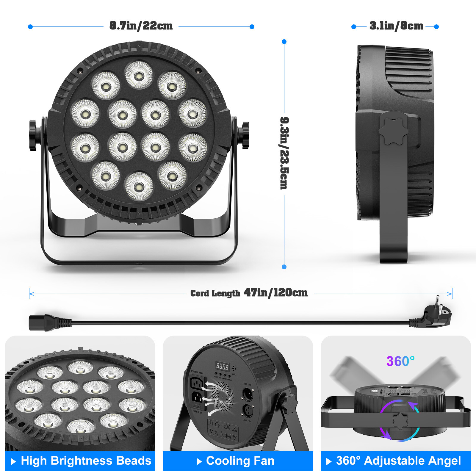 140W RGBW Par Can Light 14LED Stage Light DMX512 DJ Party Disco Wall Wash Lights