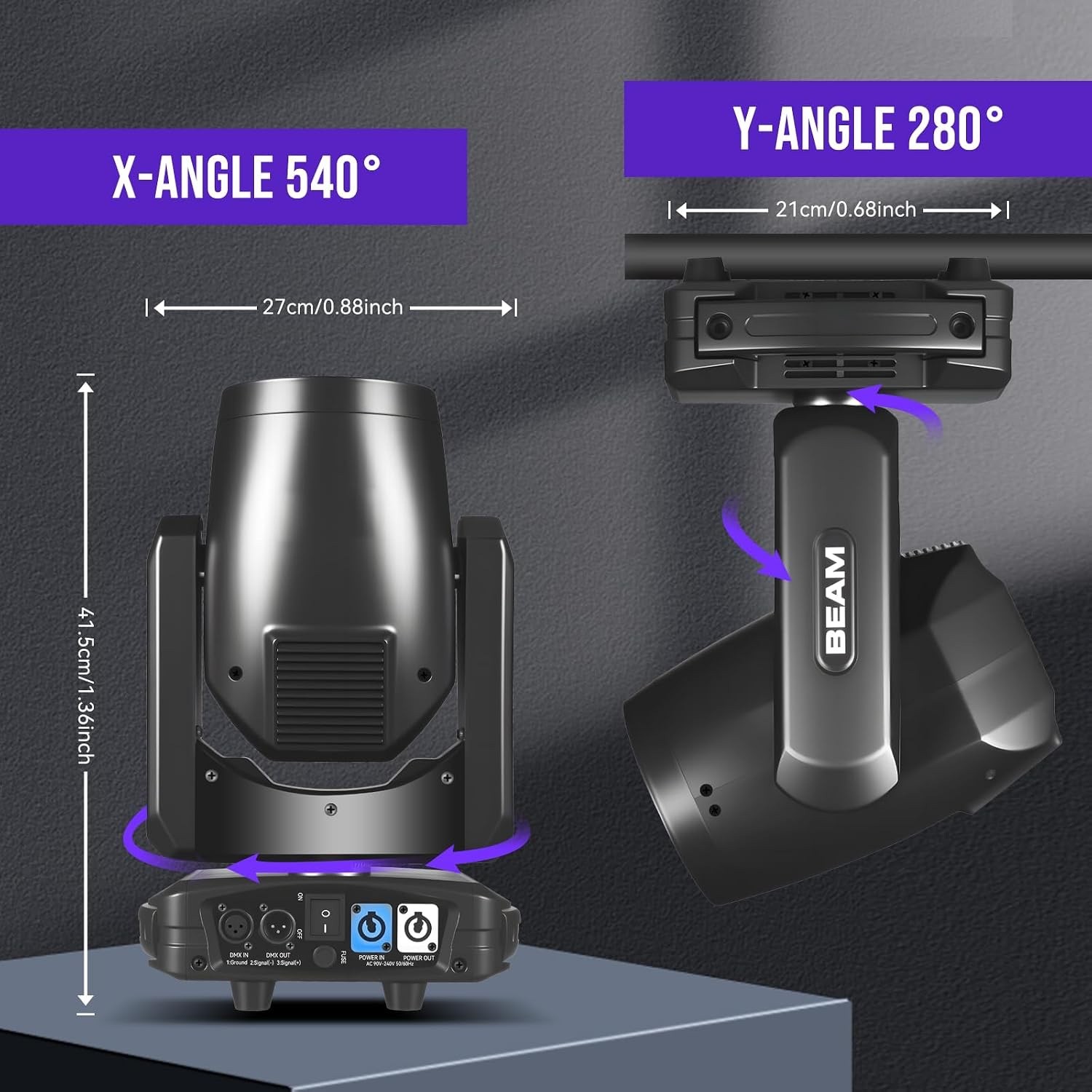 MINGJIE 300W Moving Head Stage Light, 48-Facet Prism Lighting 15 Gobos 15 Colors