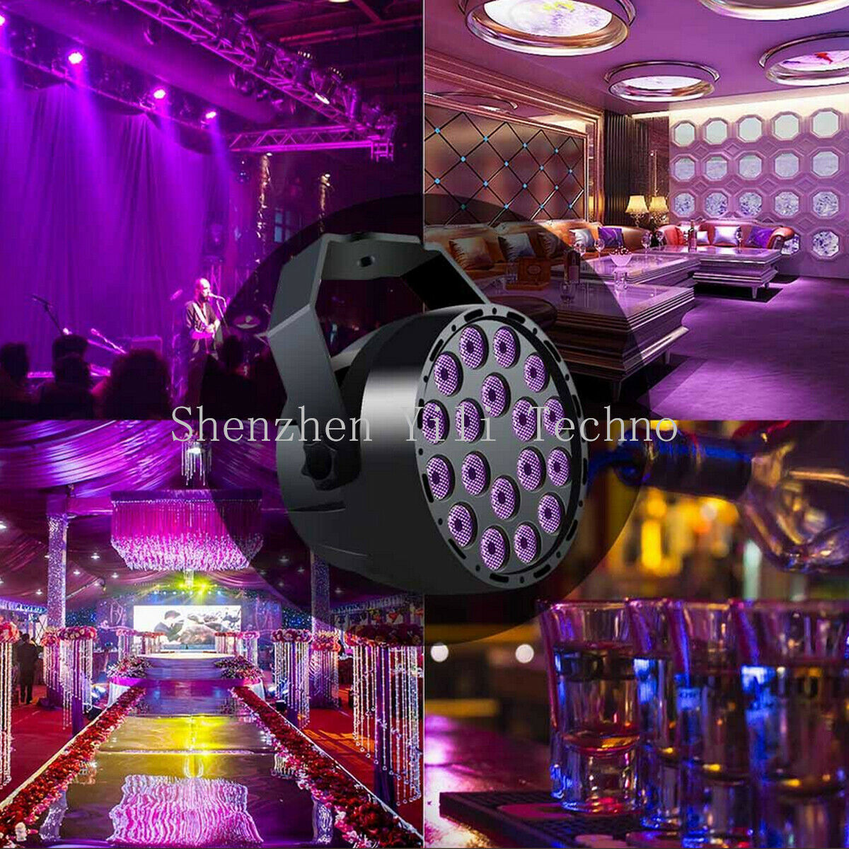 18x3W LED DMX512 Stage Light Spotlight UV Purple Sound Control Projection Lamp