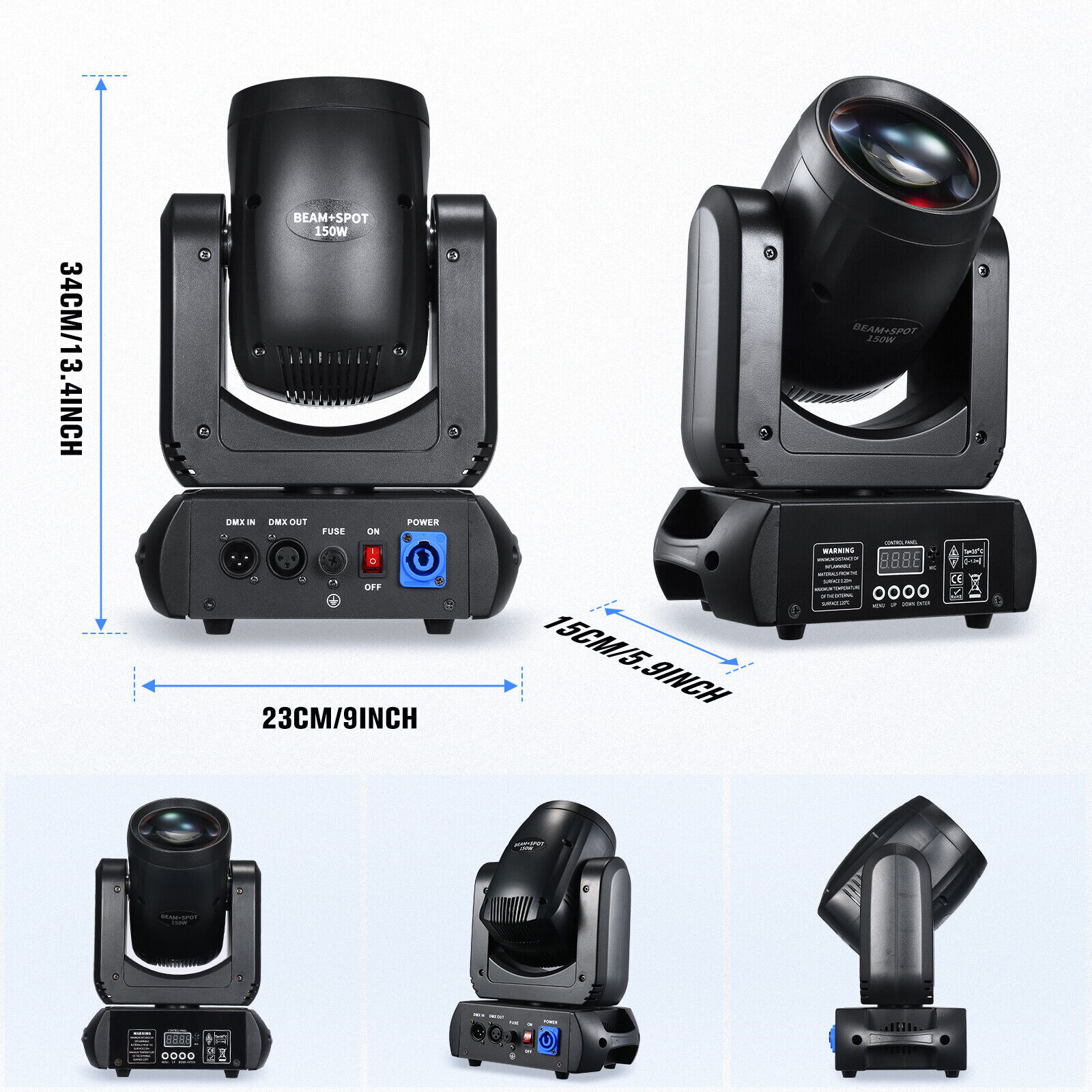 Halloween 150W LED Beam Moving Head Stage Light 18Prism Gobo DJ Spot Party Light