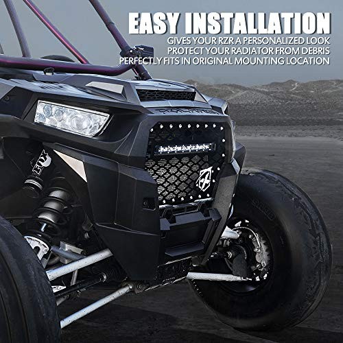 Black Steel Front Mesh Grille with 60W LED Amber Light Bar for 2017 G2+C6A