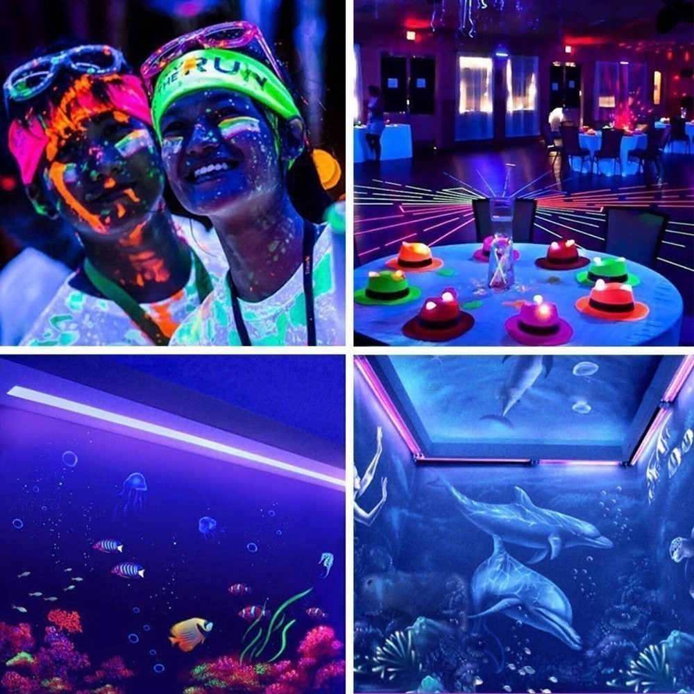 4PCS UV Black Light Bar Fixtures Ultraviolet Lamp Strip US Plug DJ Party Club