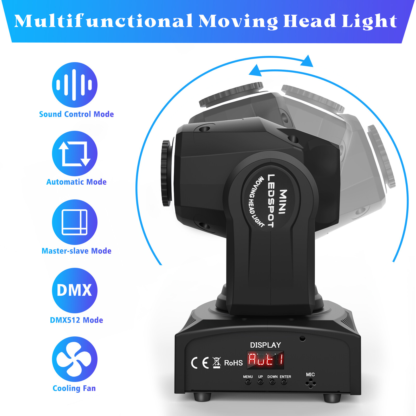 150W Moving Head Light DMX RGB 8Gobos Stage Lighting DJ Disco Halloween Party