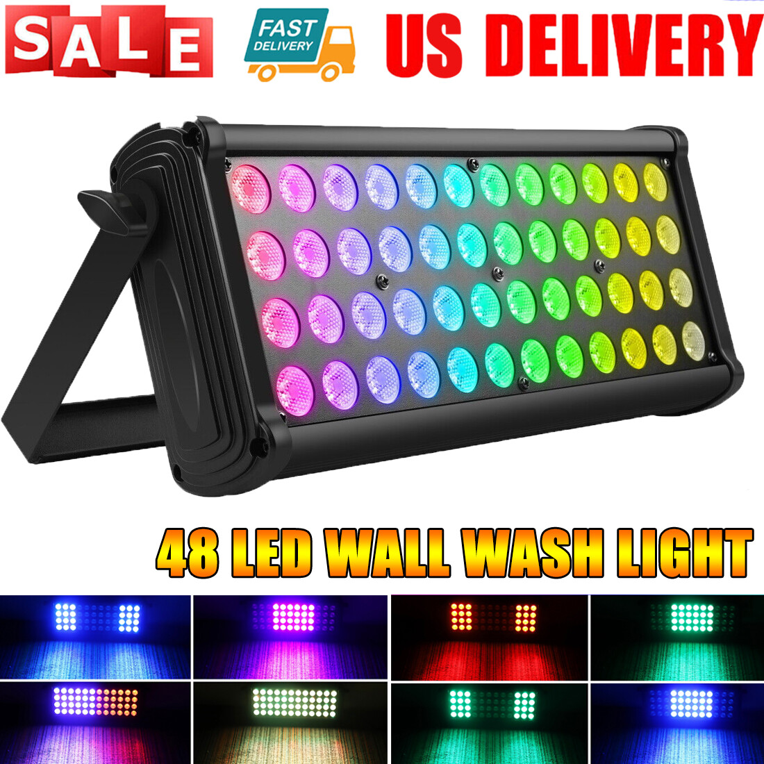 48LED RGB Wall Wash Bar Light DJ Party KTV Club Stage Rainbow Effect Lights DMX