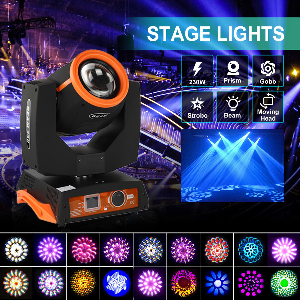 7R Beam Moving Head Light 230W Gobo Stage Lighting 16 Prism DJ Party Flight Case