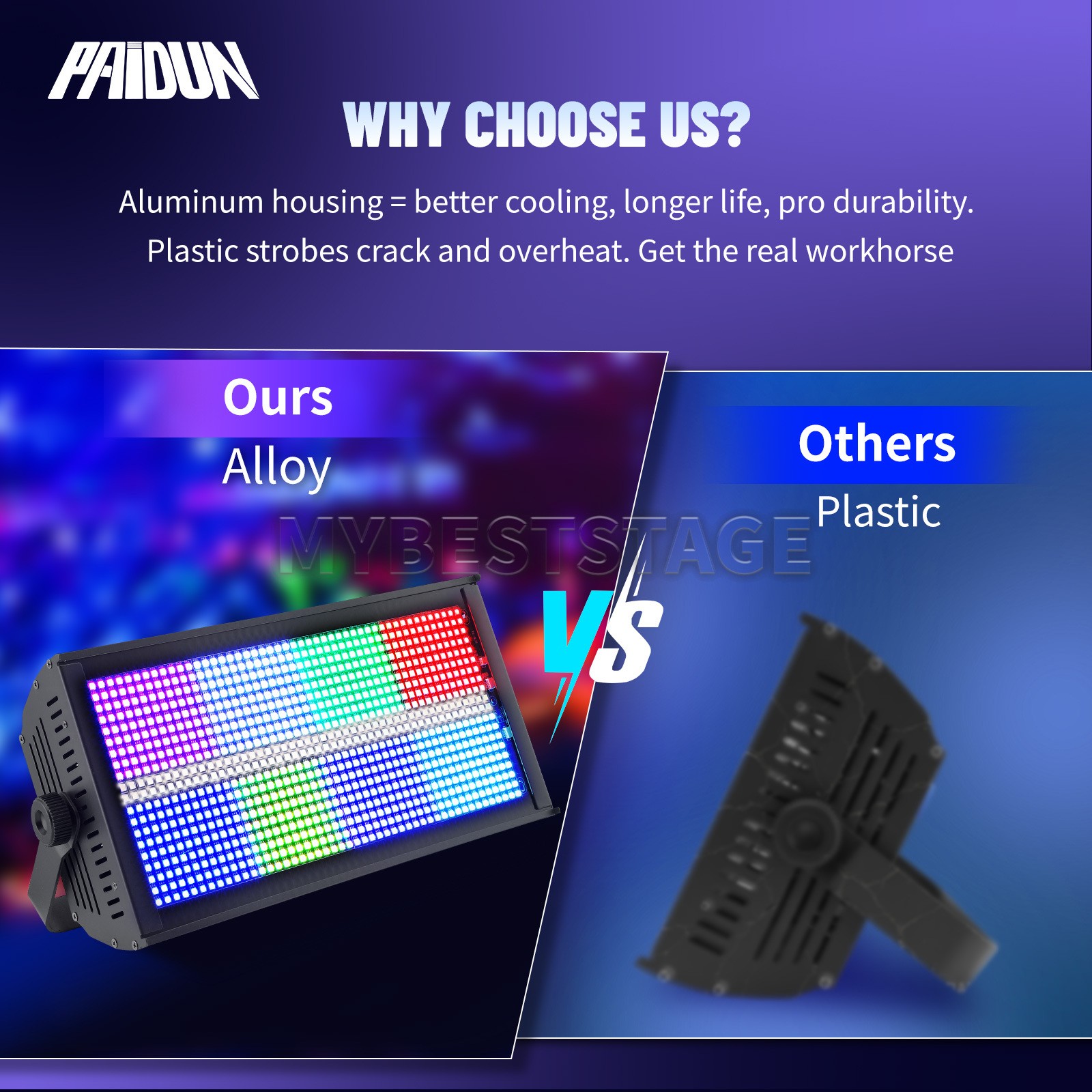 PAIDUN 1000W 960LED RGBW 8+8 Wall Wash Strobe Light DMX Disco Bar Party Wedding