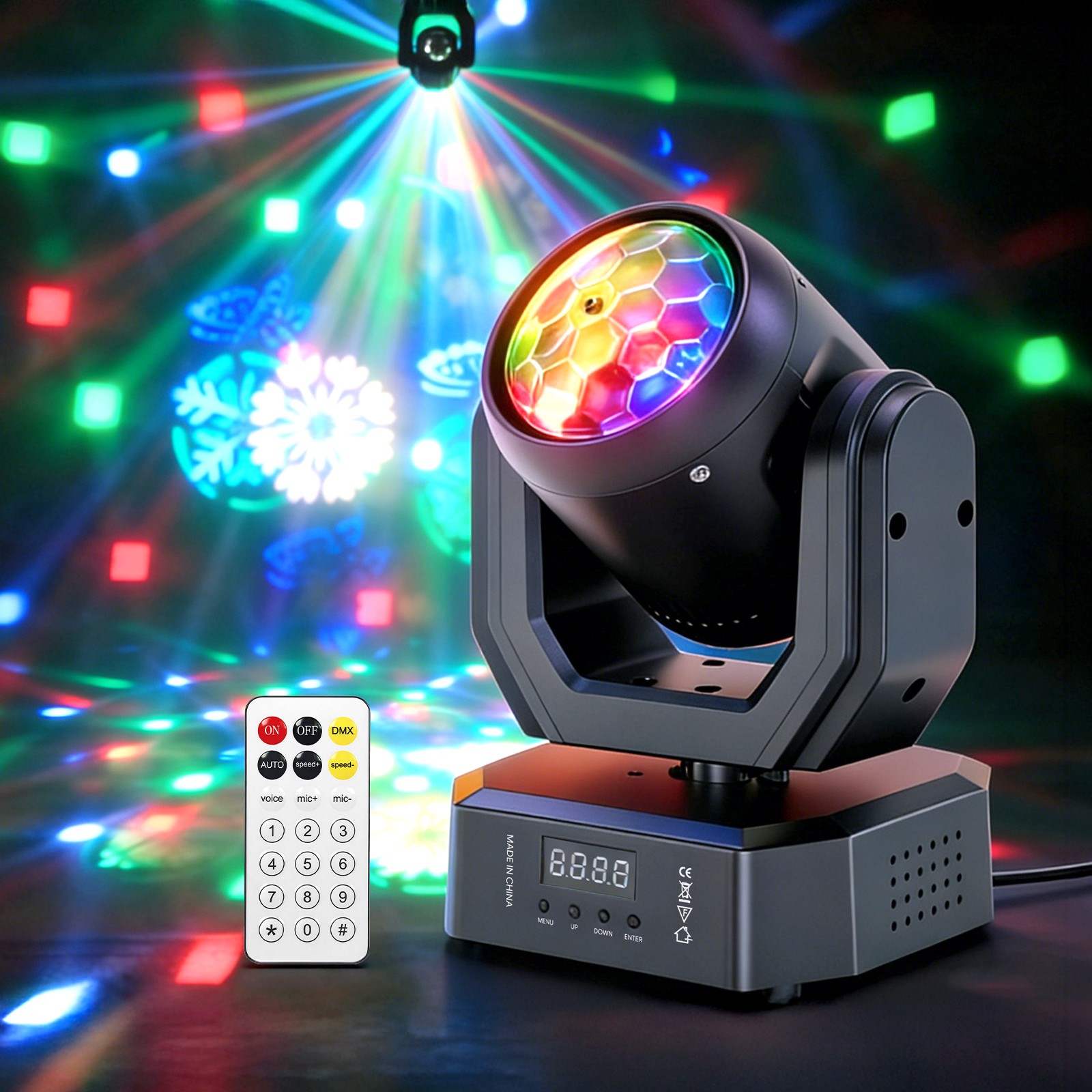 80W Moving Head Stage Lighting RGWYC LED Pattern Lights DMX DJ Disco Club Light