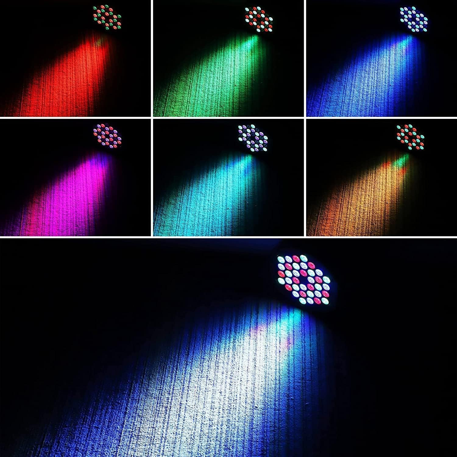 36W RGB Rechargeable LED Par Lights – 8 Pack, Wireless & Sound Activated