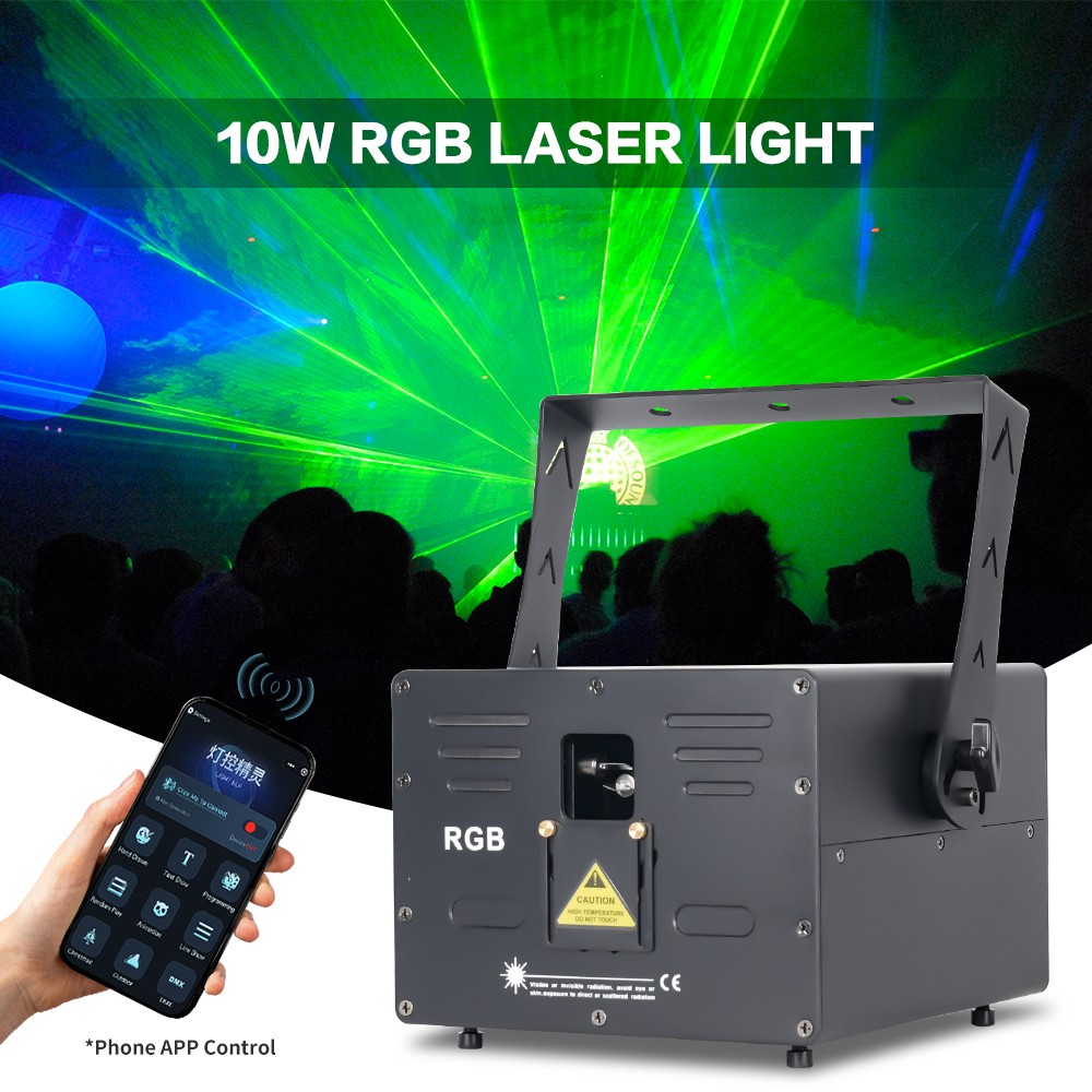 10W RGB DMX512 ILDA Full Color Animation Laser Light for Wedding Party Djs Stage