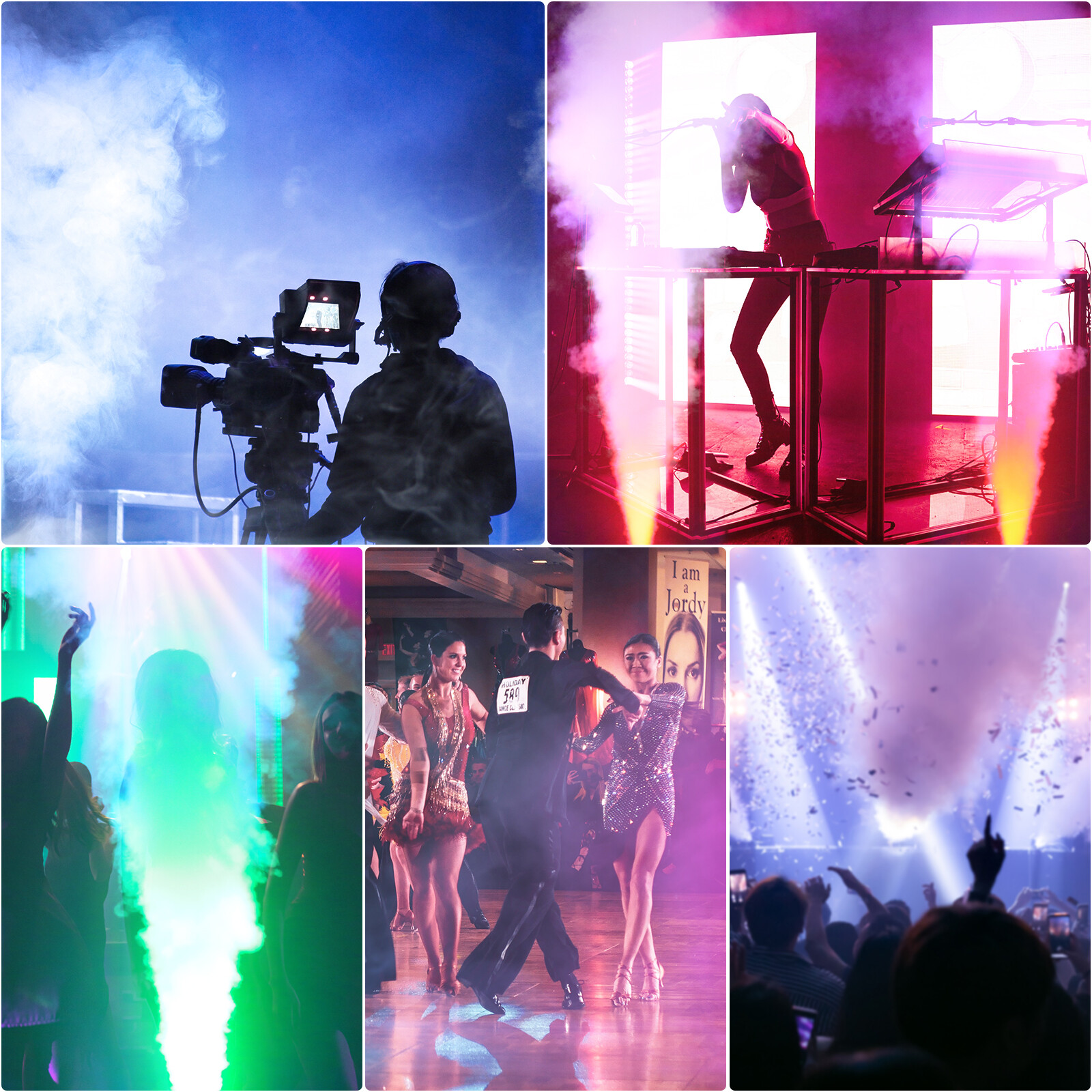 Smoke Fog Machine DMX DJ Party Vertical Spray Fog Stage Light RGB 24LED Light US