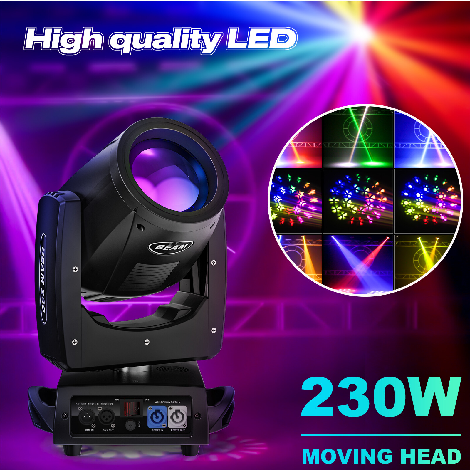 7R 230W Moving Head Light GOBO Stage Lighting LED DMX Beam Disco DJ Party Lights