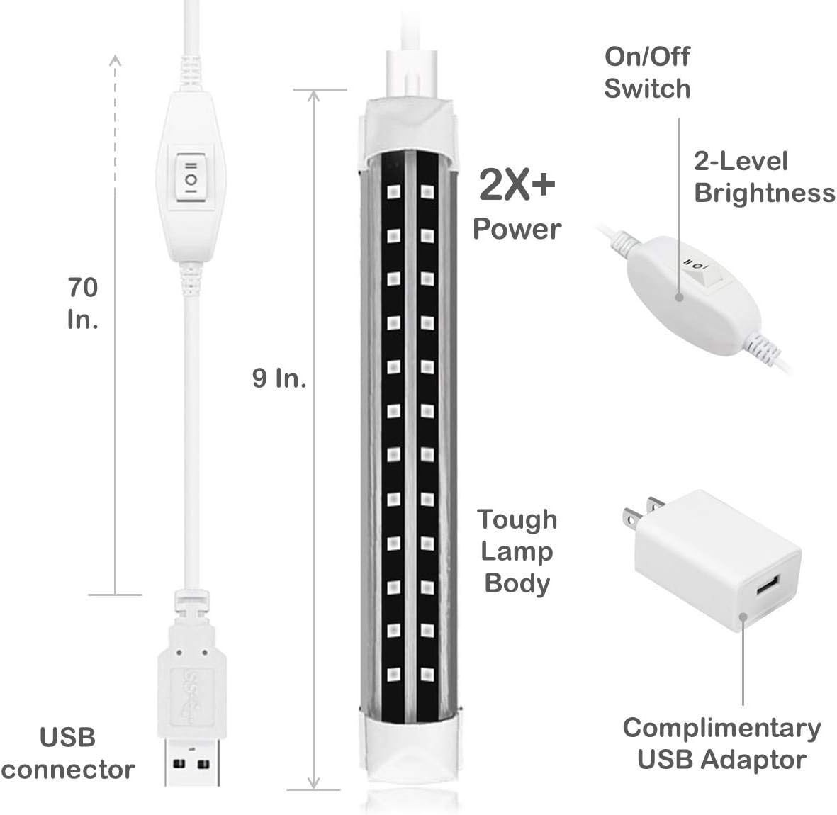 Adjustable Brightness 6W LED Blacklight Tube – Ultimate Halloween & Party Light