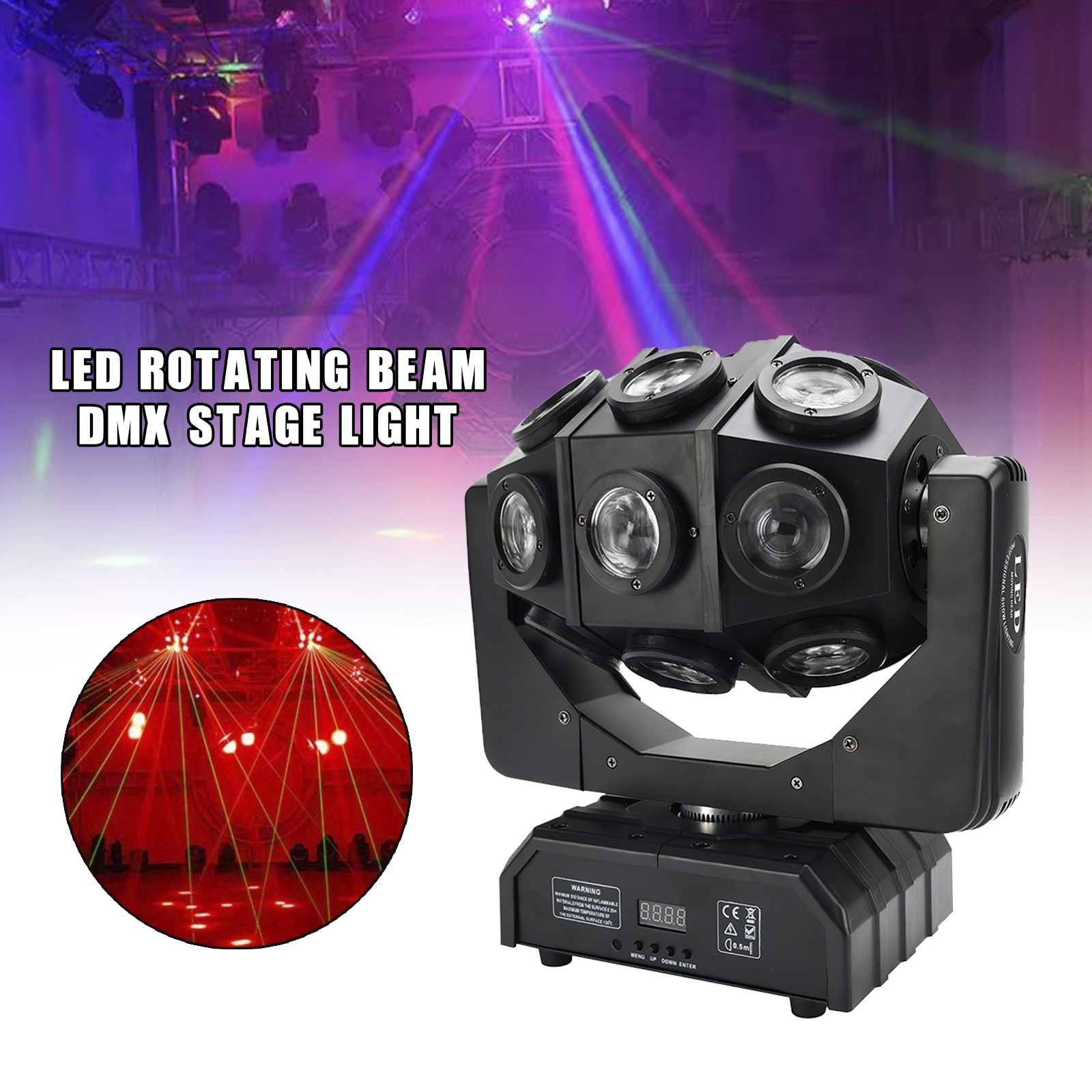 180W Moving Head 18 LED Rotating Beam DMX Stage Light RGBW DJ Disco Party Club