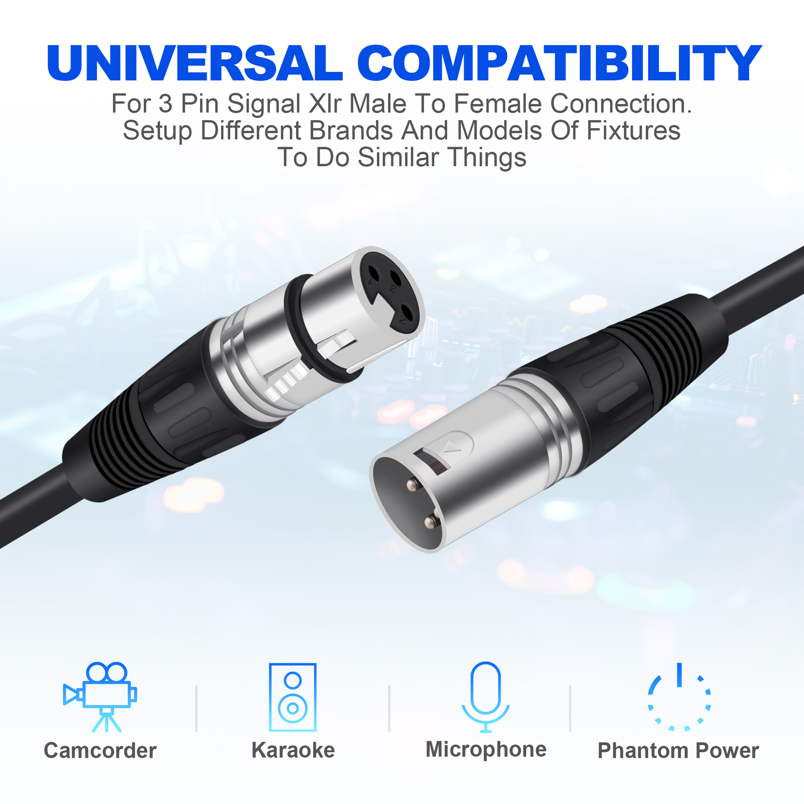 4Pack 3ft XLR Audio Cables 3Pin Male to Female Mixer MIC Microphone Cord Cable