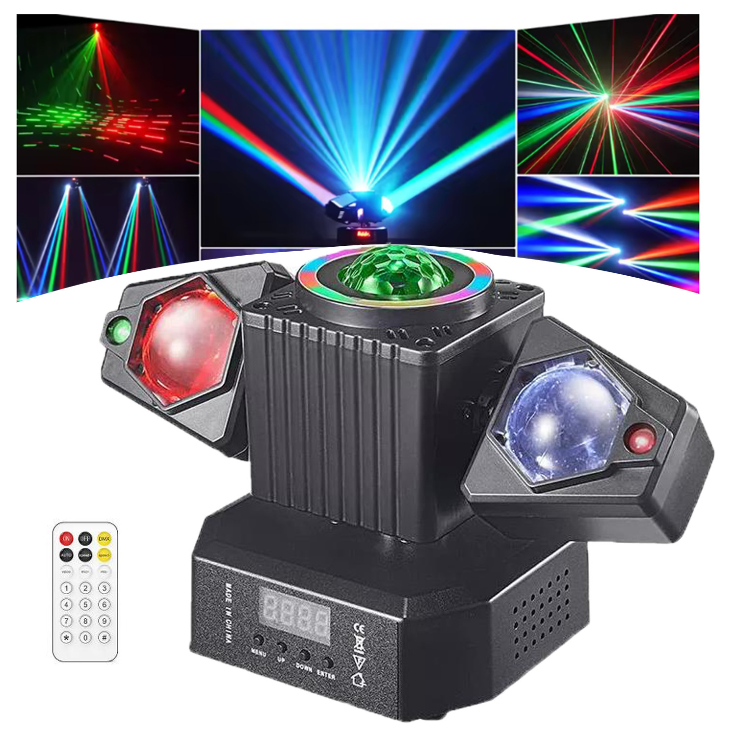 Laser RGBW LED Moving Head Light Disco Stage Lighting Beam DMX512 Party DJ