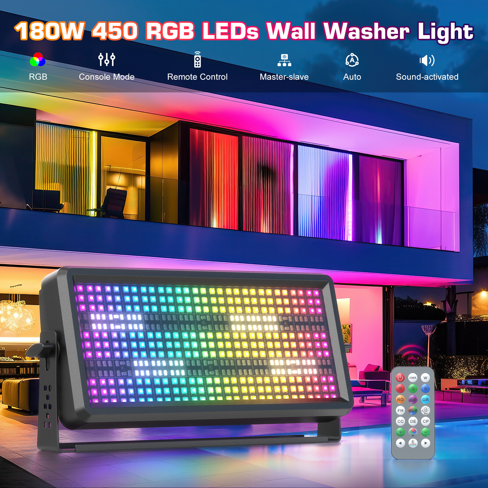 4PCS RGBW 450LED Wall Wash Light Strobe DMX Stage DJ Beam Light Party Show Light