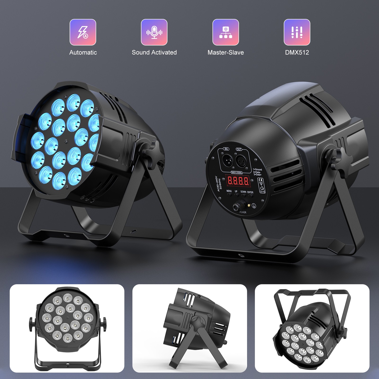 10Pcs Par Stage Light 270W RGBW 18 LED Strobe Beam DMX512 DJ Disco Party Show US