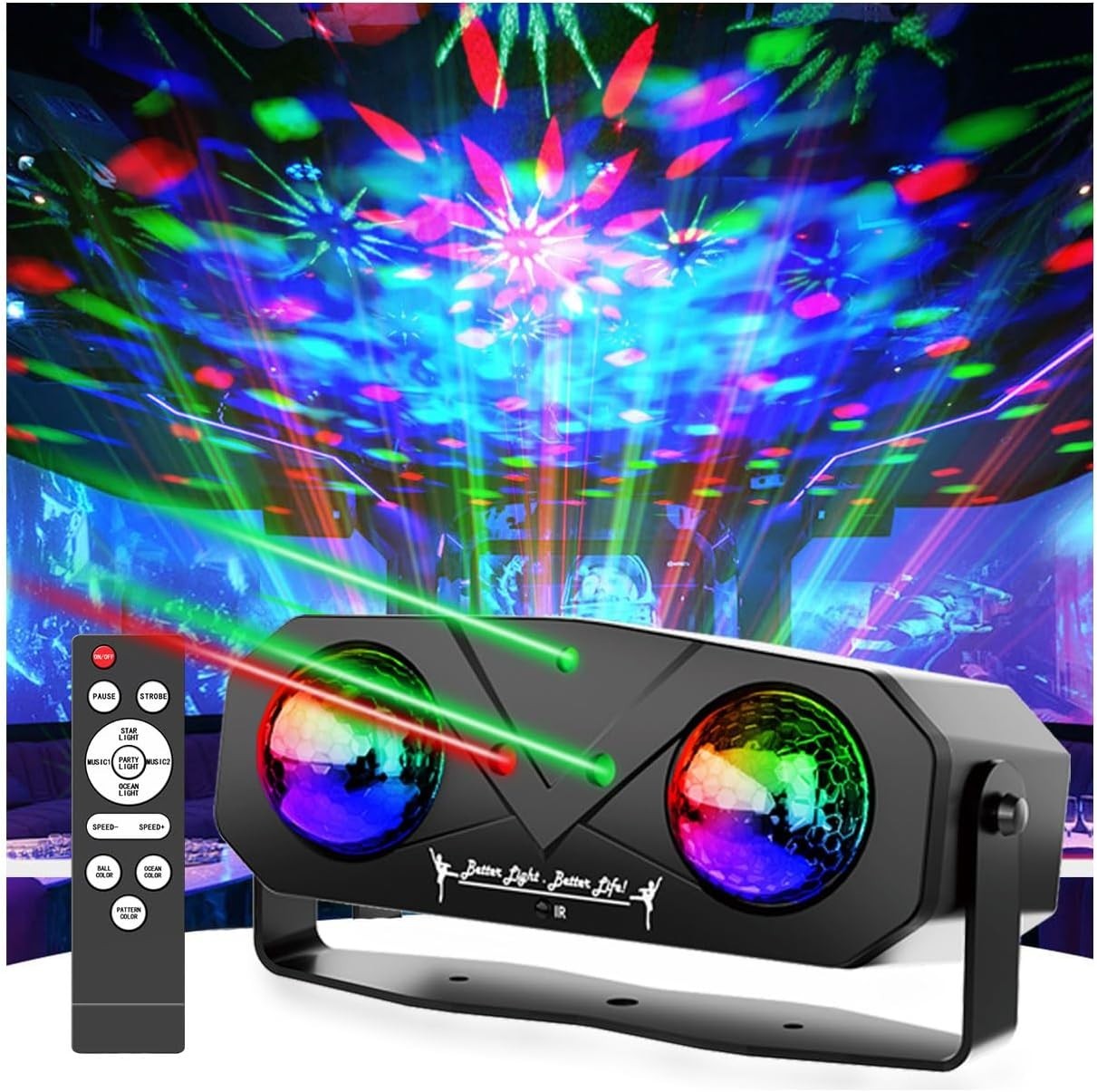 Disco Ball Light,Party Disco Strobe Ocean Star Projector Dj Dance Light Sound…