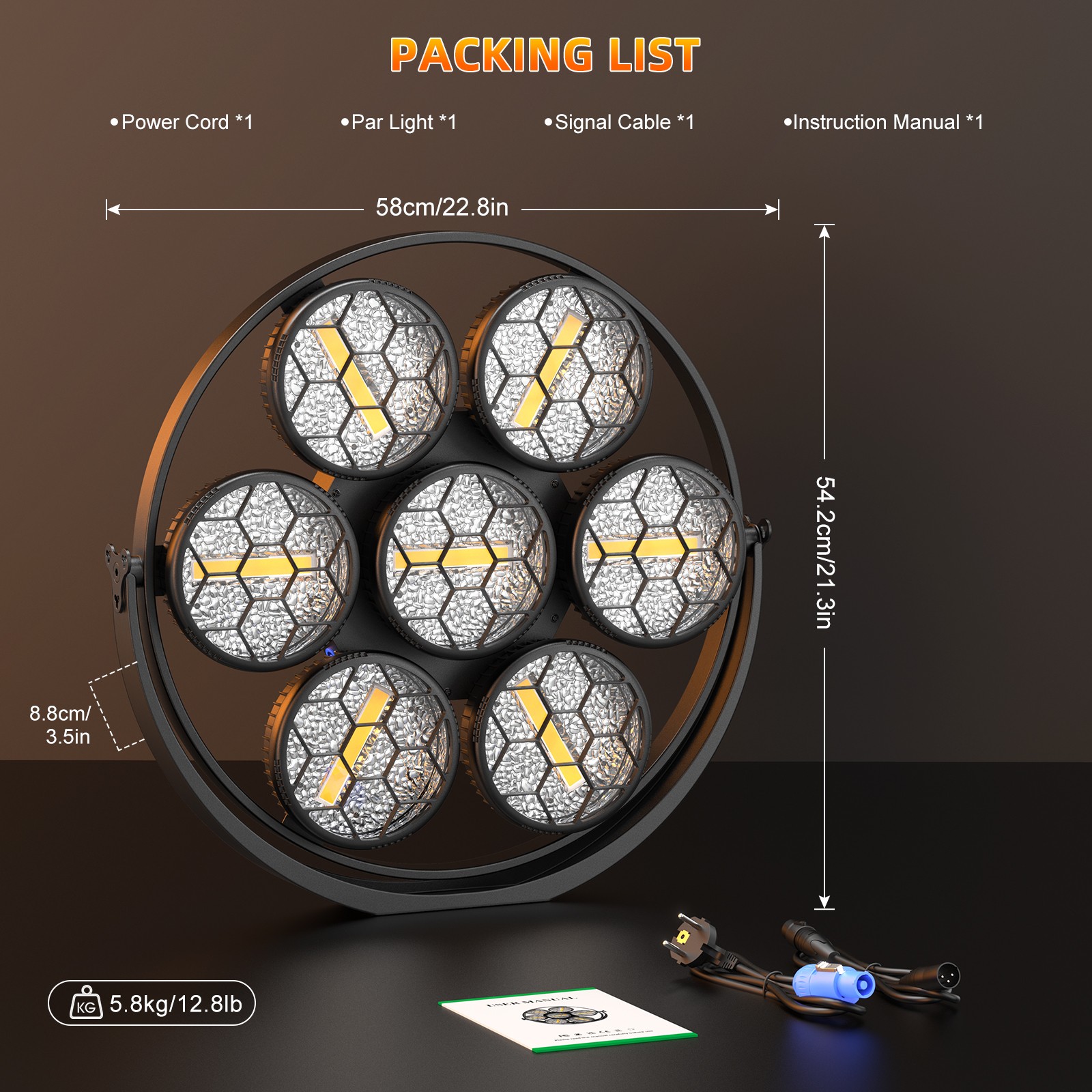 490W Limited Edition Vintage Light 7 COB +189 LEDs 37CH DMX512 Sound Active USA