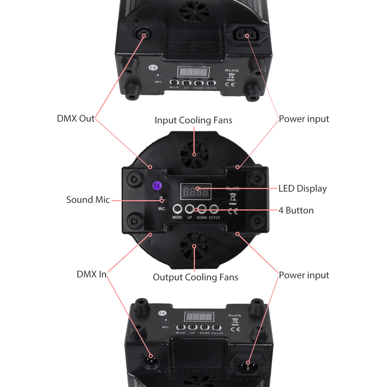 SHEHDS LED 7X18W RGBWAUV Par Light Wash for DJ Disco Stage Home Party Show