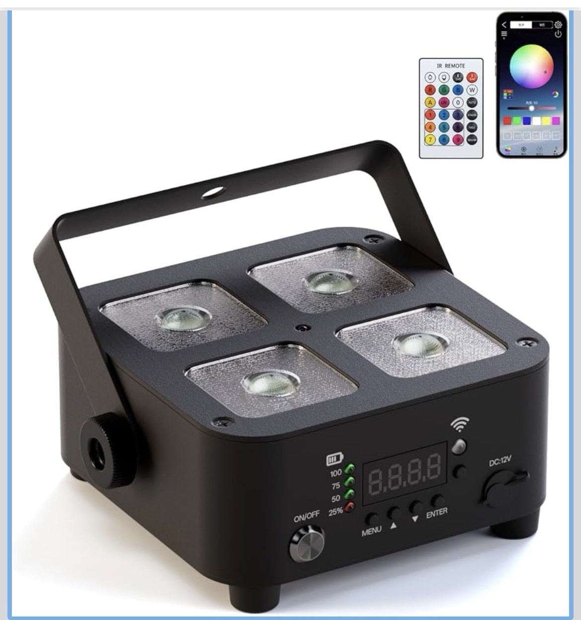 Wireless Rechargeable Stage Lights, 5200mAh Par Lights, 40W RGBW+UV