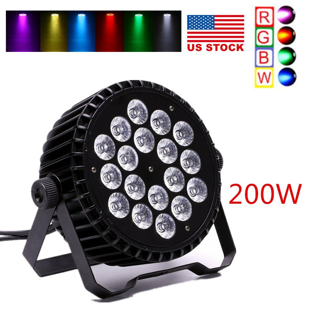 4x 200W PAR Stage Light 18LED RGBW DMX Color Mixing Club DJ Disco Bar Party Show