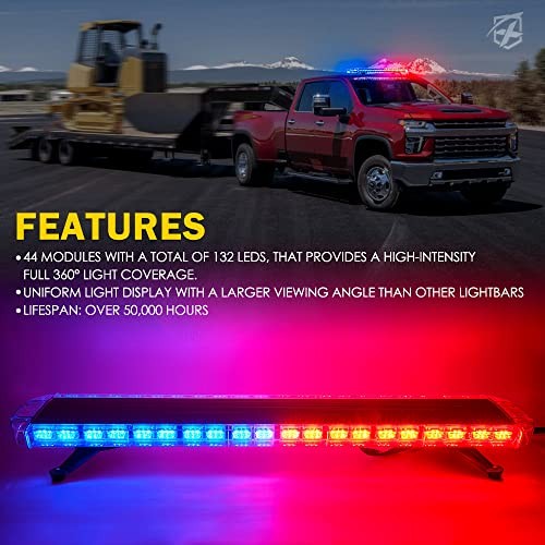 Rooftop Strobe Light Bar, 48 Inch LED with Adjustable Mount Multi Color