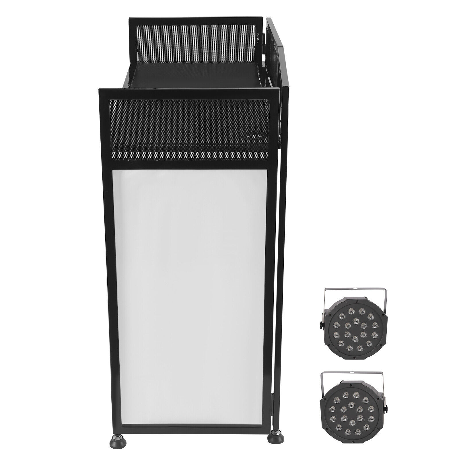 DJ Event Facade White/Black Scrim Metal Frame Booth+20″x40″Table Station+2 Lamp
