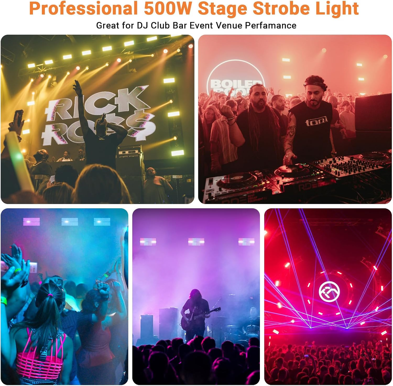 500W 960Leds RGBW Stage Strobe Light for DJ | Metal Construction 135° Wide Cover
