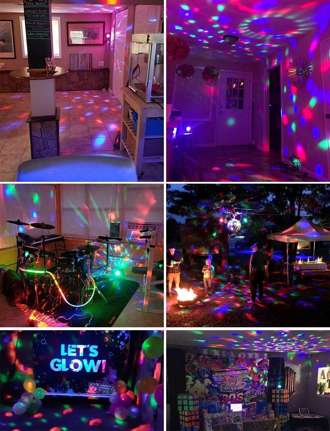 Luditek 2-Pack Party Lights – Sound Activated Disco Ball, USB/Battery Powered