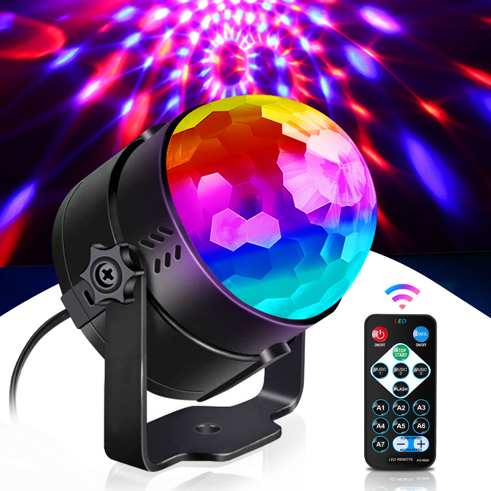 Rotating Laser Projector Stage Light LED RGB DJ Disco KTV Show Party USB Light