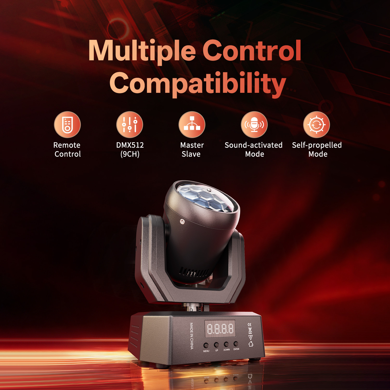 80W Moving Head Stage Light RGWYC Pattern Spot DMX Beam DJ Disco Party Light