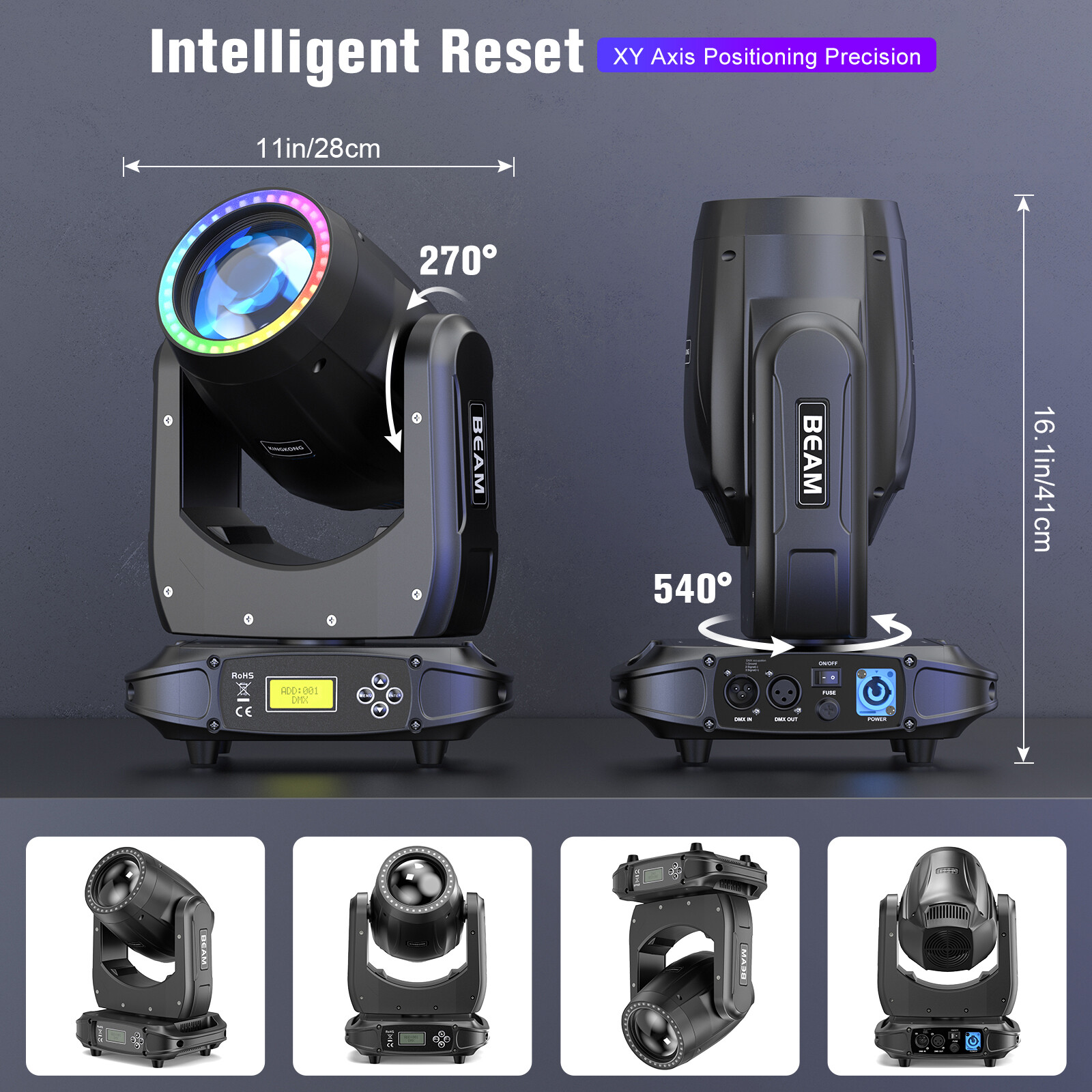 200W LED Beam Moving Head 8 Prism Gobo DMX Stage Light Show Concert Flight case