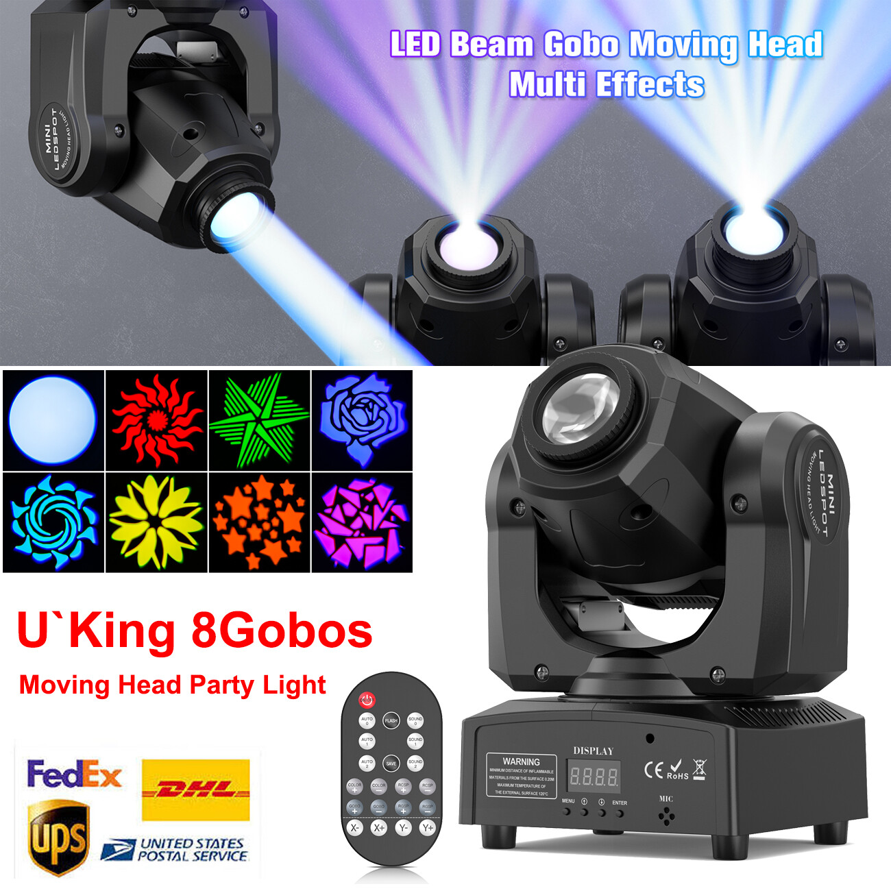 150W LED Moving Head DJ Lighting DMX Gobo RGBW Beam Stage Spot Disco Party Light
