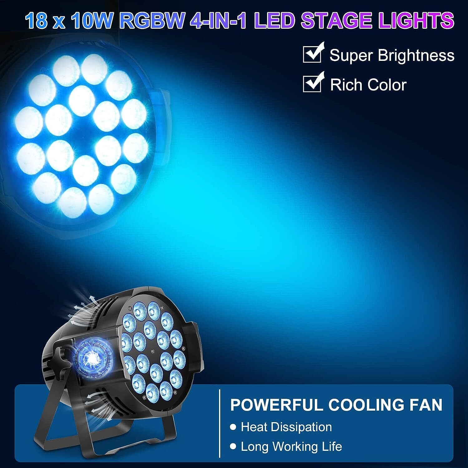 10PCS Par Stage Light 270W 18 LED RGBW Strobe Beam DMX512 DJ Disco Party Show