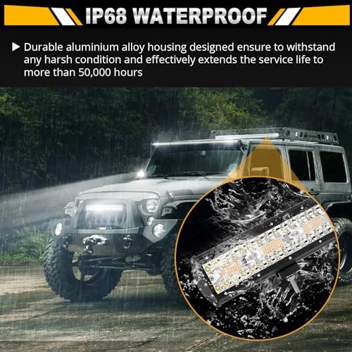 20 Inch 420W LED Light Bar, 2 PCs 4 Inch 60W, 6 Modes Amber 20 Inch + 4 Inch