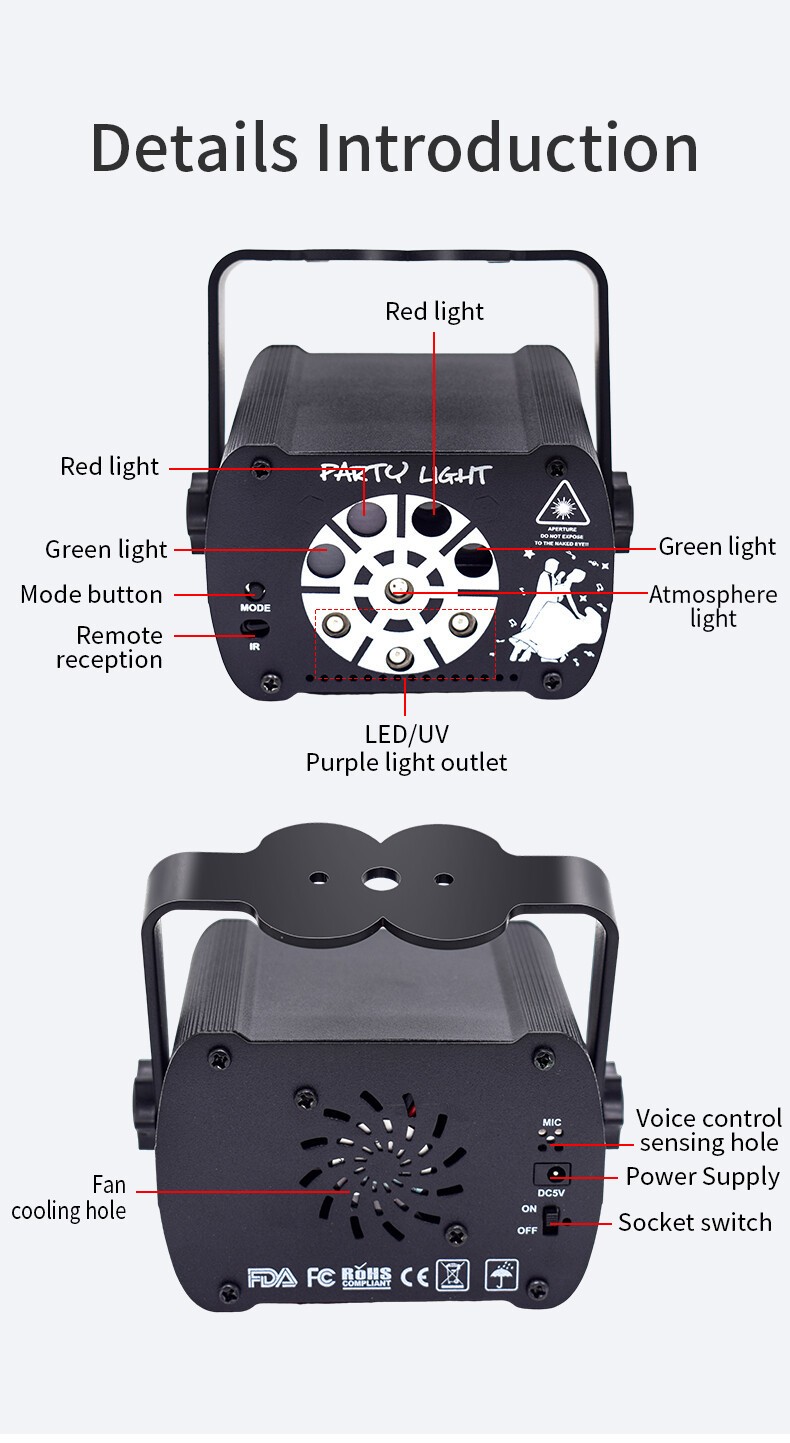 8-Eye DJ Disco Party Stage Light Laser Projector LED RGB KTV Show Lighting USB