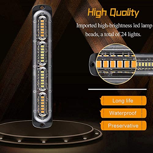 Emergency Warning Strobe Lights, Universal 2 Pack 24 LED 72W Amber+White+Amber
