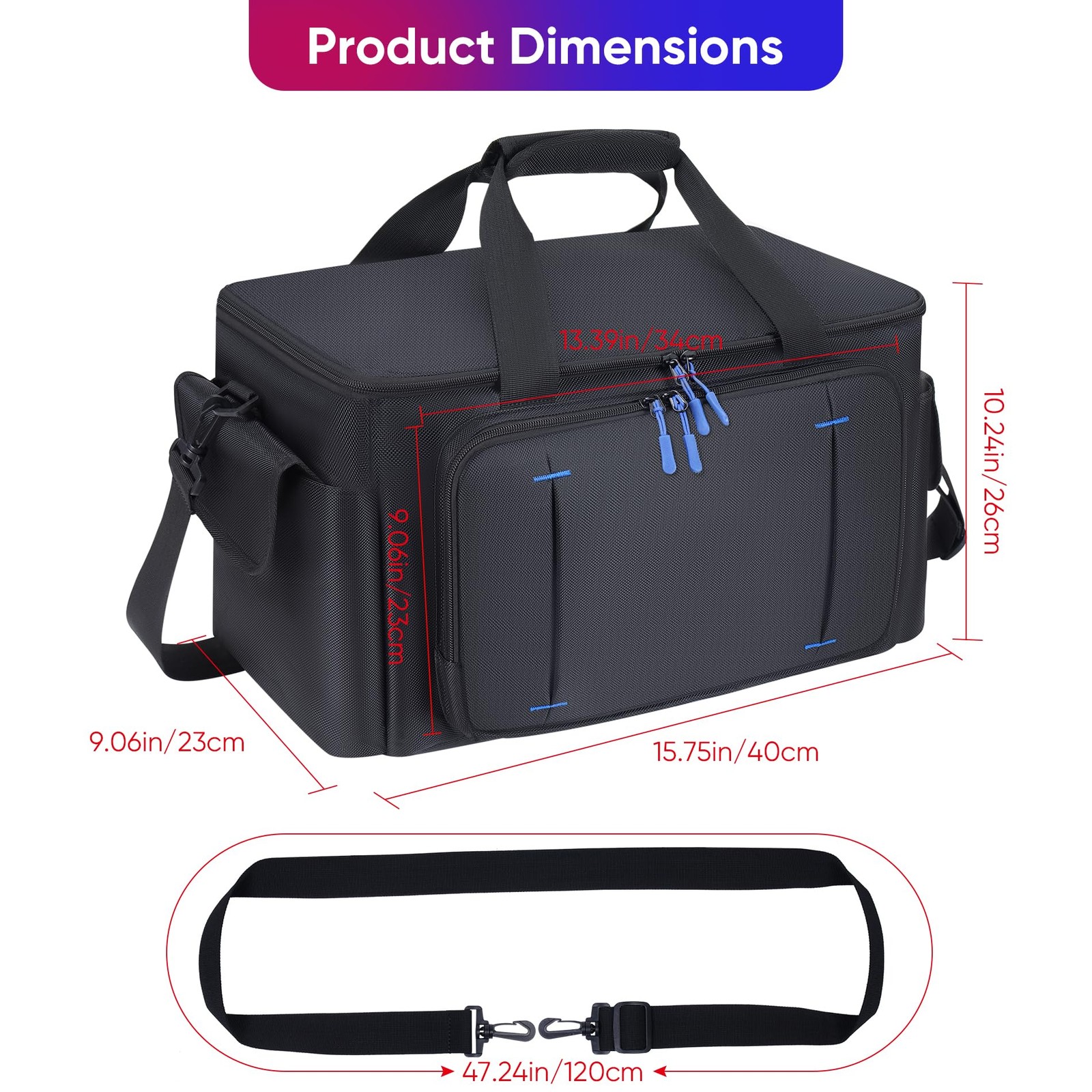 Large DJ Cable File Bag with 8 Detachable Dividers, DJ Bag Padded with MultiC…