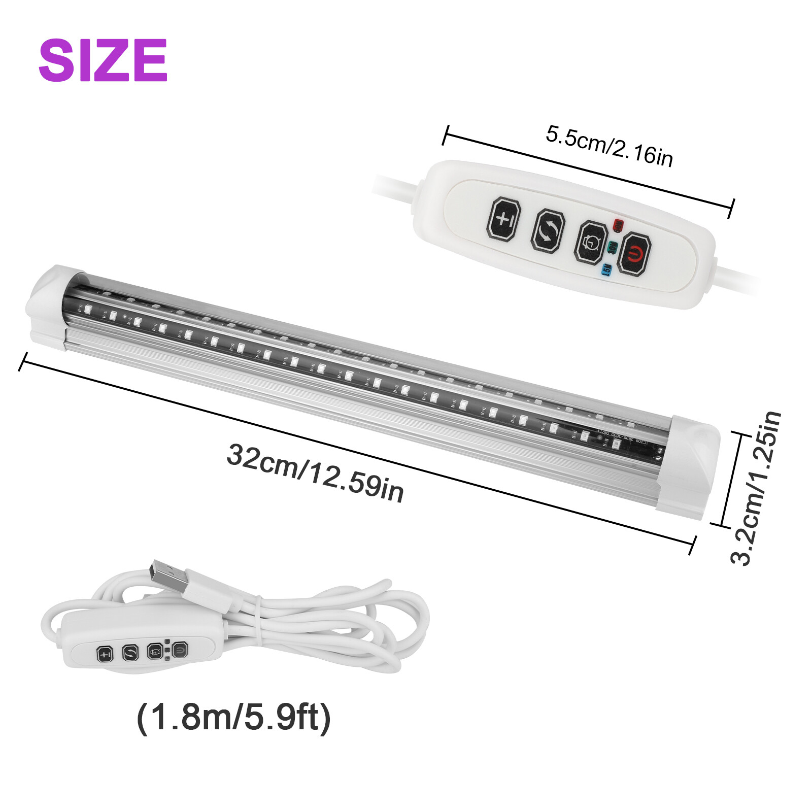 48/40/24LED UV Black Light Bar Fixtures Ultraviolet USB Strip Lamp DJ Party Club