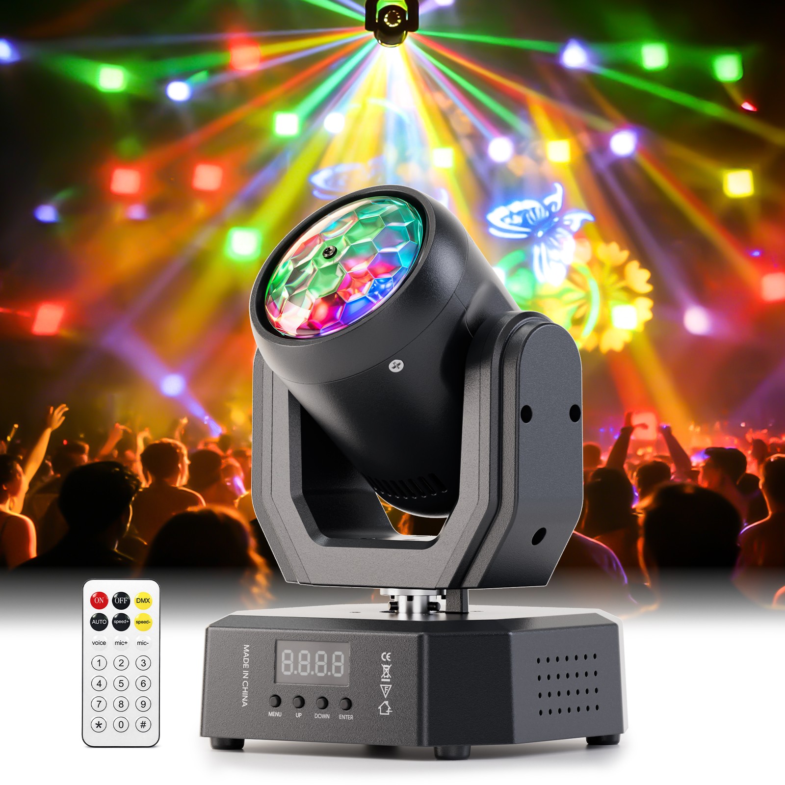 80W Moving Head Stage Light RGWYC Pattern Spot DMX Beam DJ Disco Party Light