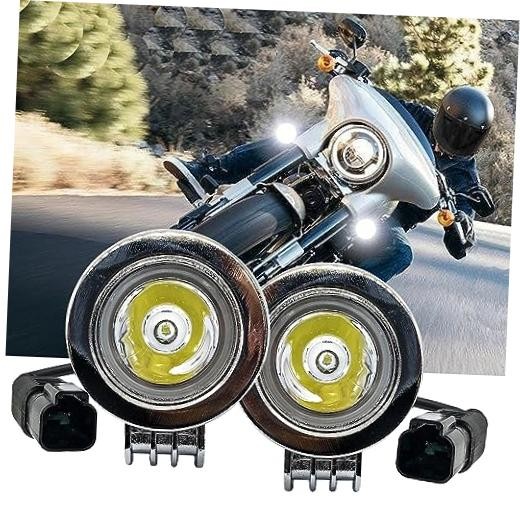 OZ-USA Chrome 20w LED Lights Spot Beam Motorcycle Cruiser Fog Passing CHROME