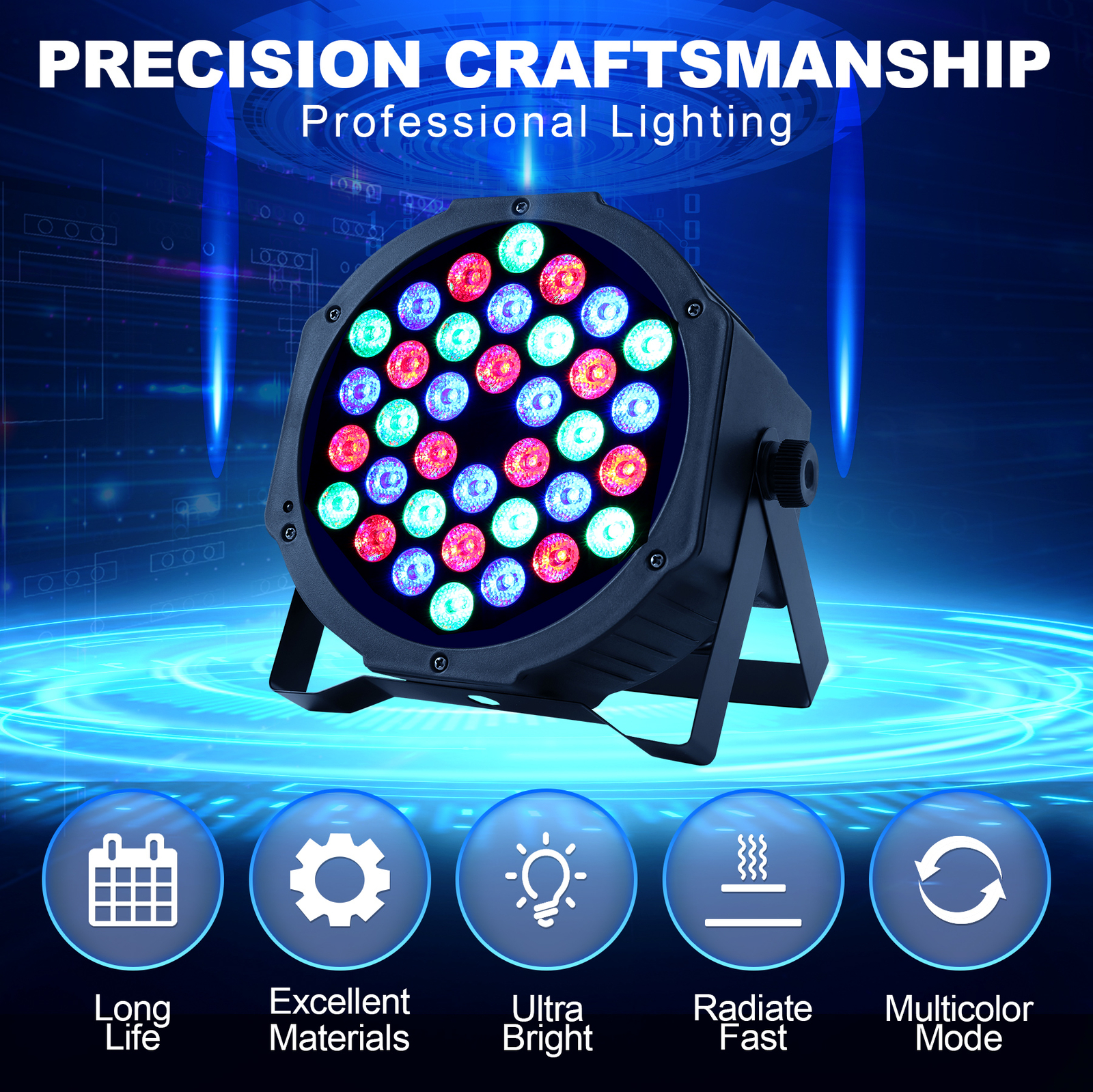 10X 36 LED RGB Stage Lighting PAR Light DMX Beam Party DJ Disco Light w/ Remote
