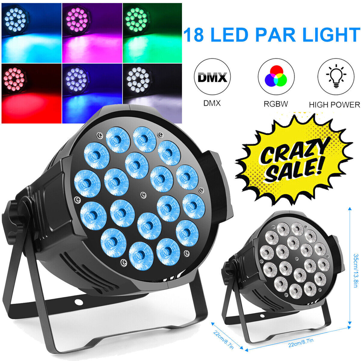 270W 18 LED Par Stage Light DMX RGBW Disco Show DJ Lighting Aluminum with T-bar